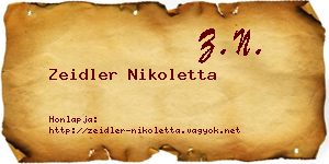 Zeidler Nikoletta névjegykártya